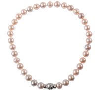 Lot 394 - Cultured pearl choker necklace with 18ct white gold diamond set clasp