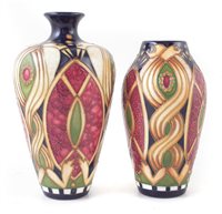 Lot 223 - Two Moorcroft vases decorated with Staffordshire gold