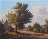 Lot 288 - Stephan de Haan, Rural scene with figures, oil.