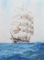 Lot 498 - William Birchall, "A ship of other days", watercolour.