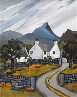 Lot 506 - David Barnes, "Snowdonian Farm", oil.