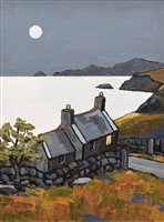 Lot 530 - David Barnes, "Overlooking Cardigan Bay", oil.