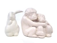 Lot 305 - Doulton Lambeth monkey group and a lop eared rabbit