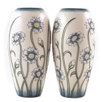 Lot 250 - Pair of Moorcroft Moon Daisy pattern vases