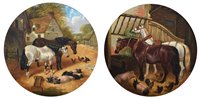 Lot 300 - Style of J.F. Herring Jnr., Farmyard scenes, oil (2).