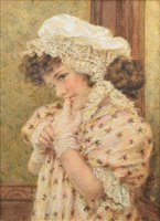Lot 502 - Alice Renshaw, Portrait of a girl, watercolour.