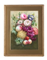 Lot 221 - Porcelain panel still life