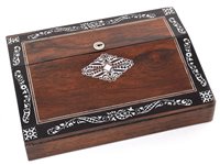 Lot 150 - An early Victorian rosewood and mother of pearl writing slope.