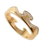 Lot 99 - Georg Jensen 18ct yellow gold diamond set shaped band ring