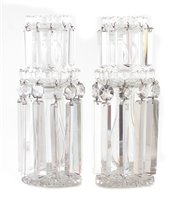 Lot 183 - Pair of cut glass lustres.