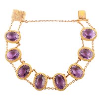 Lot 24 - Edwardian amethyst set 9ct gold bracelet