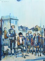 Lot 321 - Peter Shackleton, "Street Concert" oil.