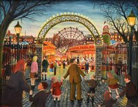 Lot 352 - Eric Bellis, "Rides Fun Priz's", oil.