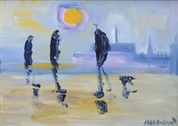 Lot 414 - J.L. Isherwood, "Cap Man with Dog Behind", oil.