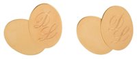 Lot 40 - Pair of 18ct yellow gold oval chain cufflinks