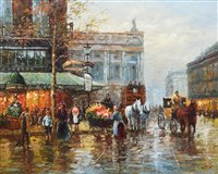 Lot 356 - W. Sita, 20th century, Parisian street scene, oil on canvas.