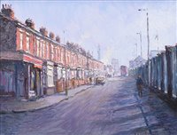 Lot 420 - Reg Gardner, "Bank Street, Manchester", oil.