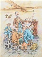 Lot 430 - Edward Mooney, "The Pub Singer", watercolour and ink.