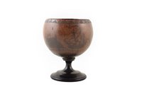 Lot 151 - An 18th century scrimshaw coconut cup depicting Long Stone Lighthouse