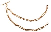 Lot 63 - 15ct yellow gold double Albert Chain