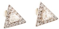 Lot 51 - Pair of diamond and white gold triangular cluster earrings