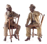 Lot 223 - Pair of Johann Maresch painted terracotta figures