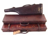 Lot 175 - Two William and Powell labled cases for breach loading shotguns and a Leg o mutton case