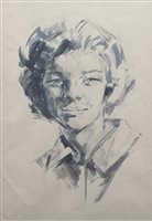 Lot 440 - Stephen Ward, "Head of Young Girl" (Head of Man on reverse), watercolour.